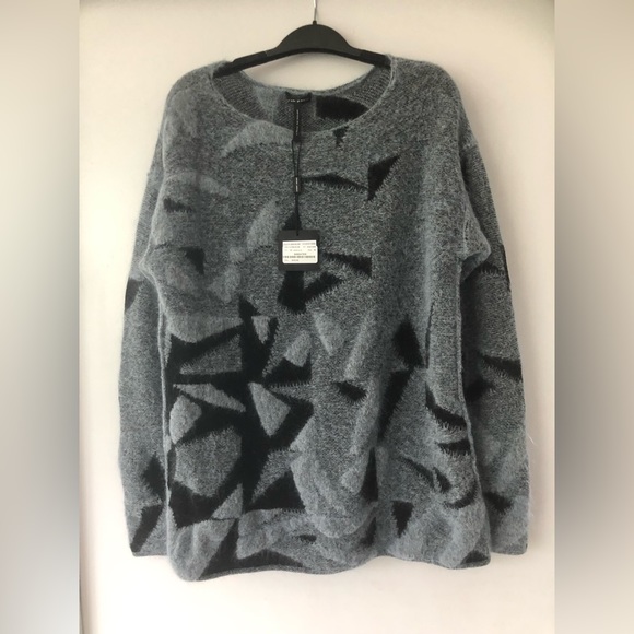 BRAND NEW Sarah Pacini long sweater Jacquard light blue OS - Picture 2 of 3